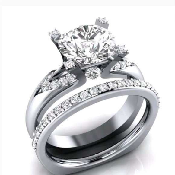 New 925 silver ring round cut white sapphire - Picture 2 of 4